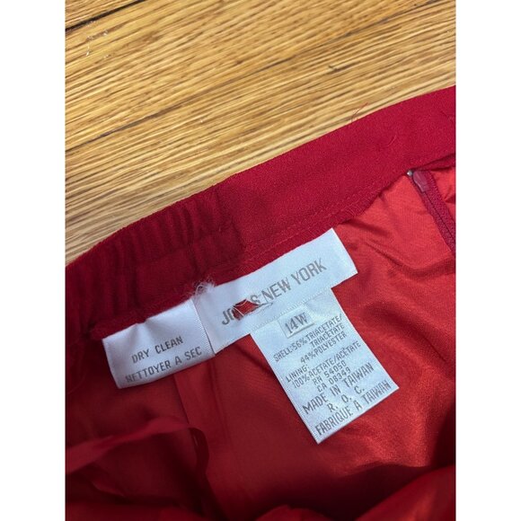 Jones New York Womens Skirt Plus Sz 14W Red Knee Length Career Lined Pleated NWT - Picture 4 of 7